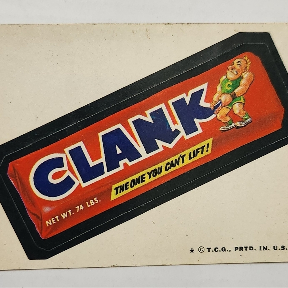 🏋 Vintage 1973 Wacky Packages Sticker - "Clank"  Candy Clark Bark Trading Card✨ - Picture 11 of 14